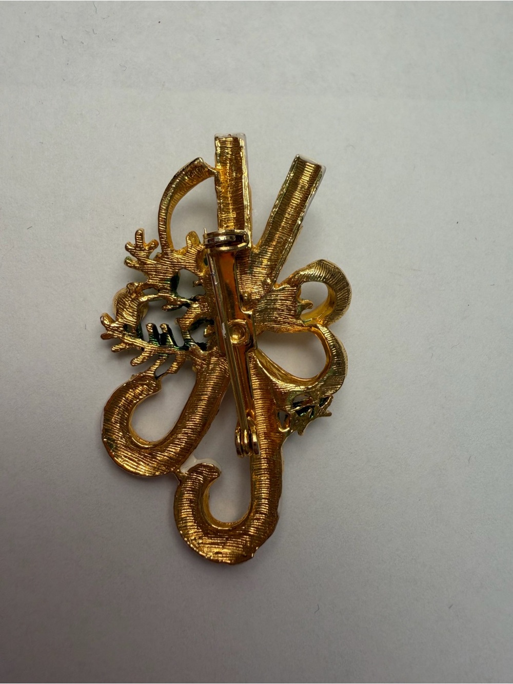 Vintage Festive Candy Cane Brooch with Red Crystals and Gold Accents - Picture 4 of 6